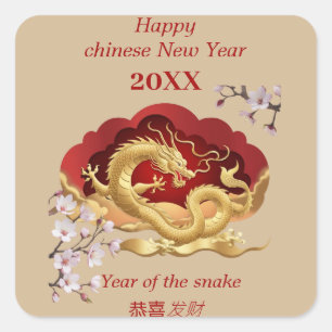 新年中国のおめでとう – 大蛇の年 スクエアシール