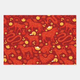 新年中国のお祝いパーティー包装紙 ラッピングペーパーシート