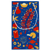 新年中国のお祝いブルー スモールペーパーバッグ (裏面)