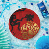 新年中国のかわいいサル〔占星術の〕十二宮図誕生日PP ペーパープレート (パーティー)