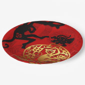 新年中国のかわいいサル〔占星術の〕十二宮図誕生日PP ペーパープレート (アングル)