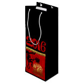 新年中国のかわいいサル〔占星術の〕十二宮図誕生日WB ワインギフトバッグ (裏面アングル)