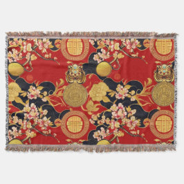 新年中国ののアジアのモダンパターン スローブランケット
