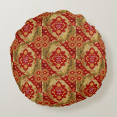 新年中国ののアジアのモダンパターン ラウンドクッション (裏面)