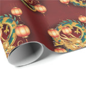 新年中国ののアジアのモダンパターン ラッピングペーパー (ロールコーナー)