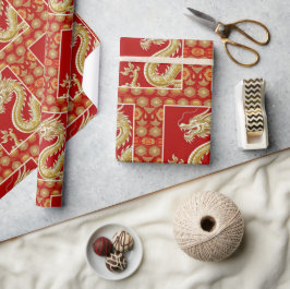 新年中国ののアジアのモダンパターン ラッピングペーパー