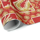 新年中国ののアジアのモダンパターン ラッピングペーパー (ロールコーナー)