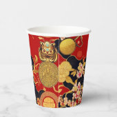 新年中国ののアジアのモダンパターン 紙コップ (右)