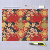 新年中国ののアジアのモダンパターン 薄葉紙 (クラフト)