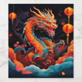 新年中国ののカラフル ワインラベル (シングルラベル)