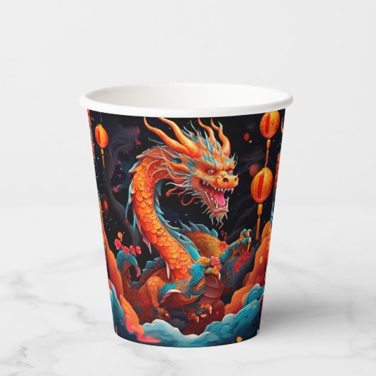 新年中国ののカラフル 紙コップ (正面)