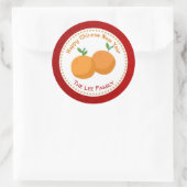 新年中国ののシール（オレンジ2個） ラウンドシール (バッグ)