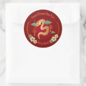 新年中国ののステッカー（ヘビの年）赤 ラウンドシール (バッグ)