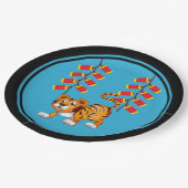 新年中国ののタイガーと中国の爆竹 ペーパープレート (アングル)