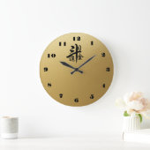 新年中国のの栄賛美栄タイポグラフィ ラージ壁時計 (ホーム)