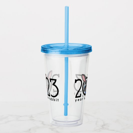 新年中国のの漫画うさぎ アクリルタンブラー (右)