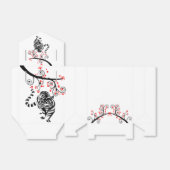 新年中国のの虎と赤い花 フェイバーボックス (折り畳みなし)