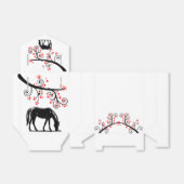 新年中国のの馬と赤い花 フェイバーボックス (折り畳みなし)