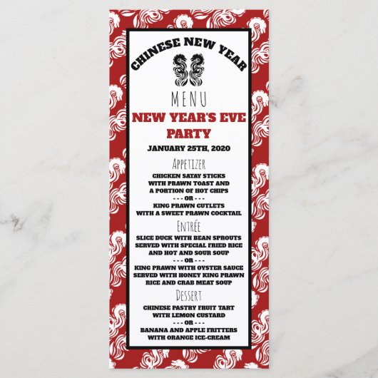 新年中国のオリエンタルドラゴンメニュー メニュー (正面)