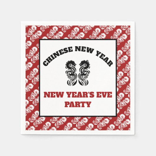 新年中国のオリエンタルドラゴン スタンダードカクテルナプキン (正面)