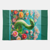 新年中国のグリーンスネーク2025 KT3 キッチンタオル (横)