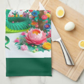 新年中国のグリーンスネーク2025 KT4 キッチンタオル (四つ折り)