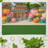 新年中国のグリーンスネーク2025 KT7 キッチンタオル (折り畳み)