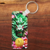 新年中国のグリーンドラゴン折り紙モノグラムレック キーホルダー (裏面)