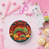 新年中国のグリーンドラゴン2024折り紙PPB01 ペーパーボウル (パーティー)