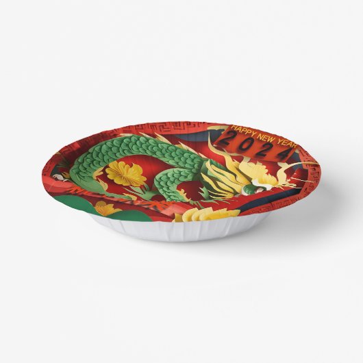 新年中国のグリーンドラゴン2024折り紙PPB02 ペーパーボウル (傾斜あり)