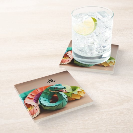 新年中国のスネークイデオグラム〔占星術の〕十二宮図誕生日GC ガラスコースター (アングル)