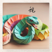 新年中国のスネークイデオグラム〔占星術の〕十二宮図誕生日GC ガラスコースター (正面)