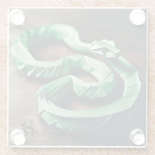 新年中国のスネークグリーン〔占星術の〕十二宮図誕生日GC ガラスコースター (裏面)