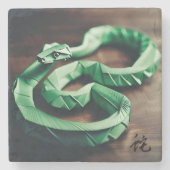 新年中国のスネークグリーン〔占星術の〕十二宮図誕生日MC ストーンコースター (正面)