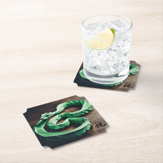 新年中国のスネークグリーン〔占星術の〕十二宮図誕生日PC ペーパーコースター (インサイチュ)