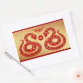 新年中国のスネークダブルゴールデン紙カットRS2 長方形シール (封筒)
