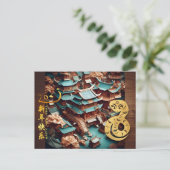 新年中国のスネーク2025寺+文字HPostC シーズンポストカード (スタンド正面)