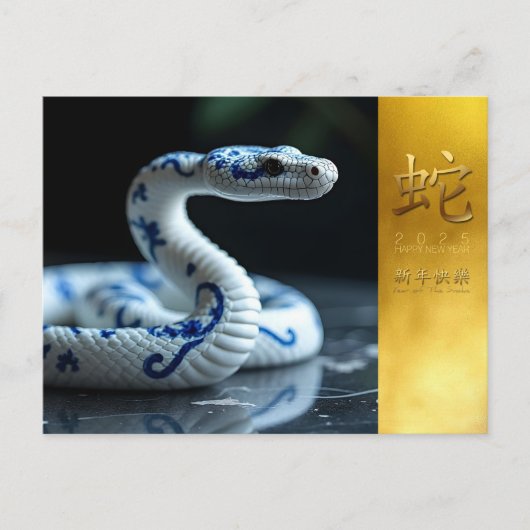 新年中国のスネーク2025年磁器HPostC シーズンポストカード (正面)