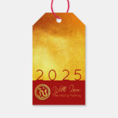 新年中国のスネーク2025赤金ゴールドパーソナライズされた ギフトタグ (裏面)