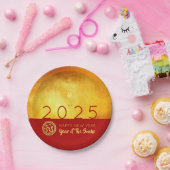 新年中国のスネーク2025赤金ゴールドRPP ペーパープレート (パーティー)