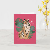 新年中国のタイガーモンステラ葉ズ カード (黄色い花)