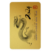 新年中国のドラゴンオリジナル絵画ズ金ゴールドVFM マグネット (縦)