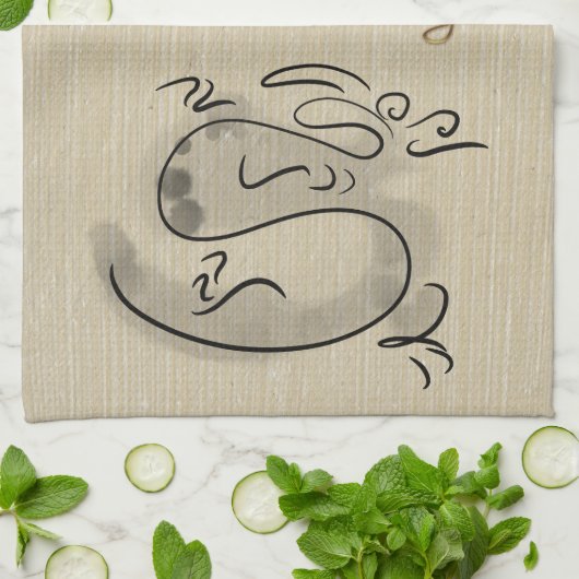 新年中国のドラゴンオリジナル絵画ズ〔占星術の〕十二宮図2 キッチンタオル (折り畳み)