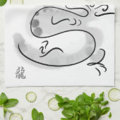 新年中国のドラゴンオリジナル絵画ズKT2 キッチンタオル (折り畳み)