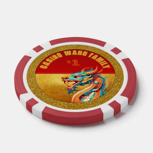 新年中国のドラゴンパーソナライズされた写真poC ポーカーチップ (シングル)