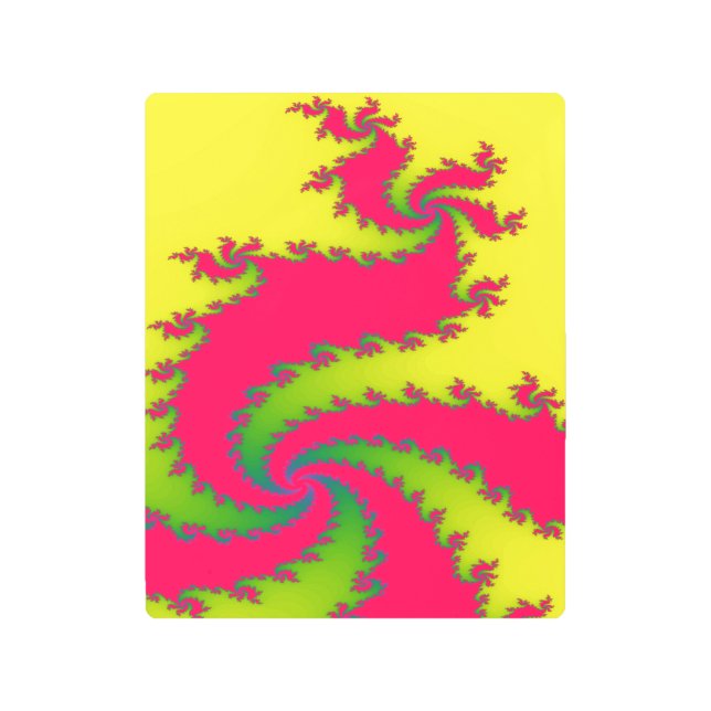 新年中国のドラゴンフラクタルメタルアートプリント メタルプリント (正面)