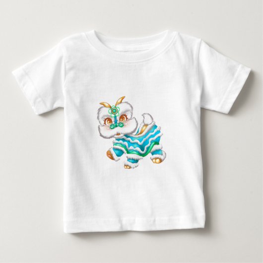 新年中国のドラゴンベビーブルー ベビーTシャツ (正面)