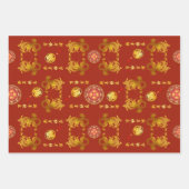 新年中国のドラゴン飾パターン3WPS ラッピングペーパーシート (正面3)