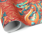新年中国のドラゴン飾パターンWP ラッピングペーパー (ロールコーナー)