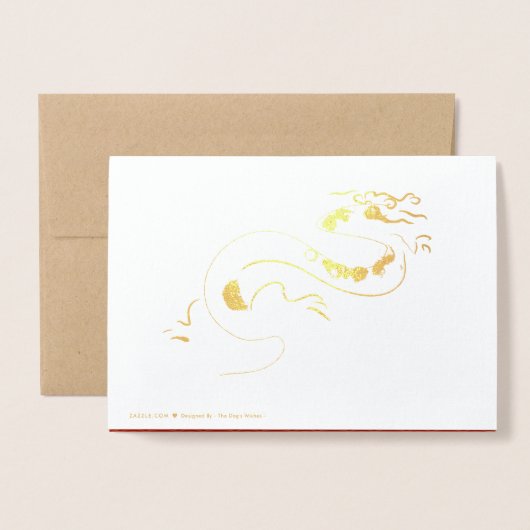 新年中国のドラゴン2024オリジナル絵画ズルクス 箔カード (裏面封筒付き)